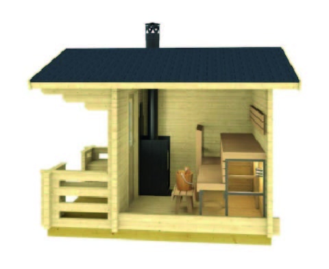 Venkovní sauna LERA, 2,4 x 3,8m s terasou (24/40mm)